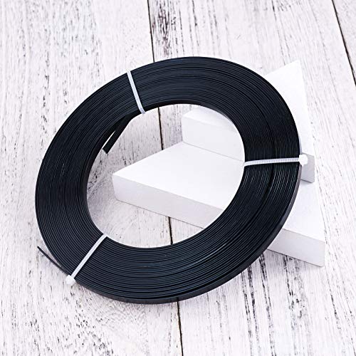 32.8Ft 5mm Aluminum Flat Wire Black Bendable Metal Craft Wire Strip for Bezel Sculpting Armature Jewelry Making Gem Metal Wrap (32.8 Foot)