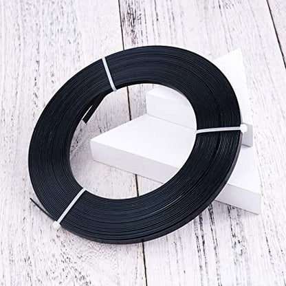 32.8Ft 5mm Aluminum Flat Wire Black Bendable Metal Craft Wire Strip for Bezel Sculpting Armature Jewelry Making Gem Metal Wrap (32.8 Foot)