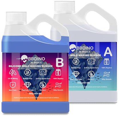 Silicone Mold Making Kit Liquid Platinum 30A 2.42 Lbs Sapphire Blue