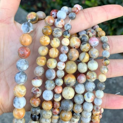 70pcs Adabele Natural Crazy Lace Agate Gemstone 10mm Round Beads (68 Count)