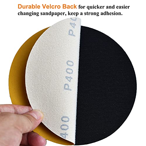 6-Inch No-Hole Hook and Loop Gold Sanding Discs 400-Grit, 100-Pack (100 Count)