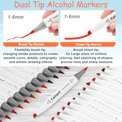 101 Colors Alcohol Markers Brush Tip Art Markers for Adult Coloring (101 Count)