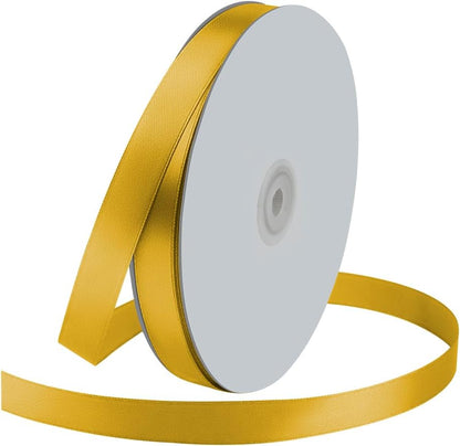 5/8" Wide x 100 Yards Single Face Polyester Satin Ribbon, Satin Ribbon for Crafts, Gift, Hair Bows, Wedding Party Decoration, Bow Making & Other Projects (Yellow) - Crafty Corner
