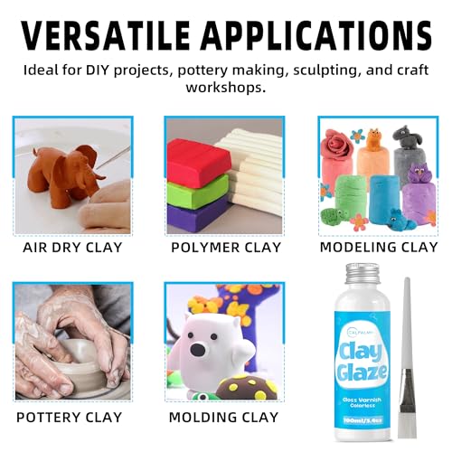 100ml Gloss Air Dry Clay Glaze with 29pcs Clay Tools Kit