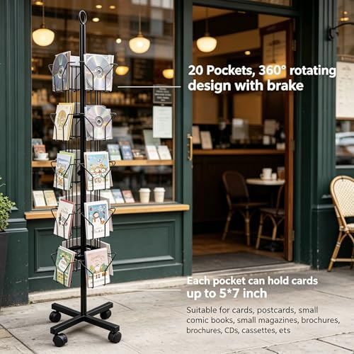 Black Greeting Card Display Rack Rotating Flyer Stand