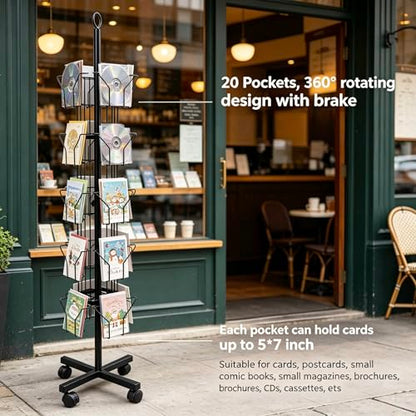 Black Greeting Card Display Rack Rotating Flyer Stand