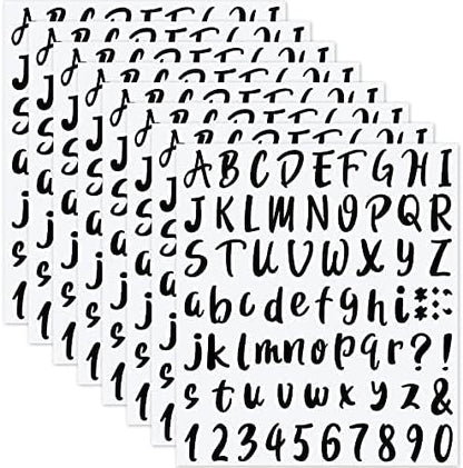 Outus 576 Pieces 8 Sheets Letters Stickers Self Adhesive Vinyl Letter Alphabet Number Stickers Mailbox Numbers Sticker, Decals for Classroom Decor, Sign, Door(Black,1 Inch)