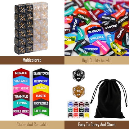 122PCS MTG Abilities Keyword Tokens Dice Counters Set for Magic The Gatering