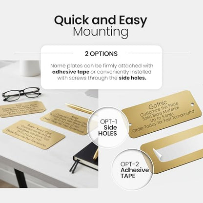 Personalized Custom Brushed Gold Solid Brass Plate (10 Count)