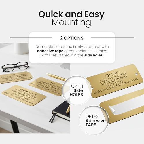 Personalized Custom Brushed Gold Solid Brass Plate