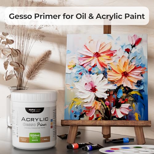 Large White Heavy Gesso Primer for Acrylic Painting (56.4 Ounce)