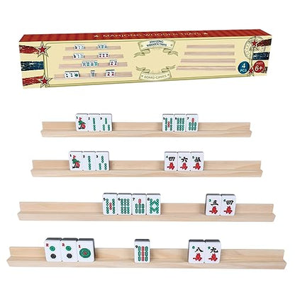 Wooden Mahjong Tiles Trays (4 Count)