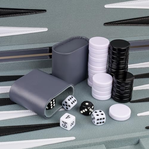 Backgammon Set 2 Players Classic Backgammon Sets for Adults Board Game with PU Leather Case Portable and Travel Backgammon Set
