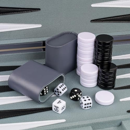 Backgammon Set 2 Players Classic Backgammon Sets for Adults Board Game with PU Leather Case Portable and Travel Backgammon Set