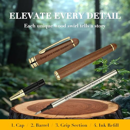 Luxury Personalized Wood Ballpoint Pen Writing Set
