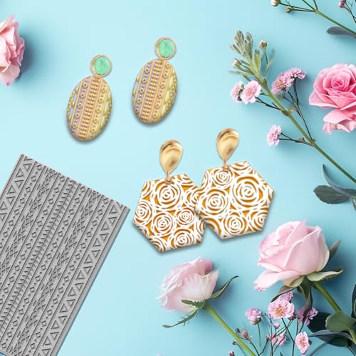 4PCS Polymer Clay Texture Sheets Set for Using with Clay Cutters (4 Count)