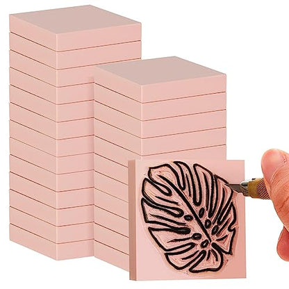 24 Pcs 2" x 2" Rubber Carving Block Printmaking Stamp (24 Count)