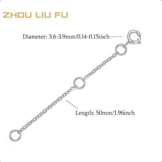 ZHOU LIU FU 18K/750 Real White Gold Extender for Necklace Bracelet Anklet Extenders for Jewelry Gold Extension for Women Men Durable Adjustable Chain Accessories 1.97Inch/5cm C218901