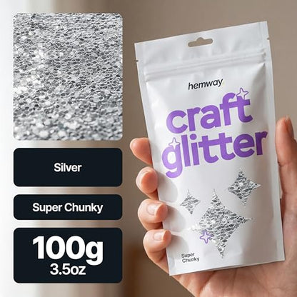 Craft Glitter Silver 100g Super Chunky Glitter (3.5 Ounce)