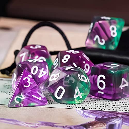 DND Dice Set D&D Polyhedral Dice with Dice Bag (7 Count)