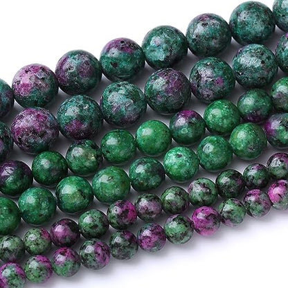 60PCS 6MM Natural Epidote Zoisite Stone Beads Round Loose Stone Beads for Jewelry Making DIY Energy Stone Healing Power Bracelet 15"