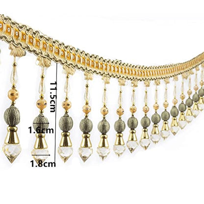 3yards Beading Fringe Trimming Long Beads Tassel Curtain Trim Ribbon Trim for Cover Edge Decorative