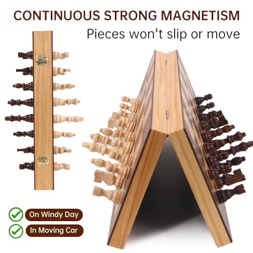 Wooden Chess Set with Folding Board