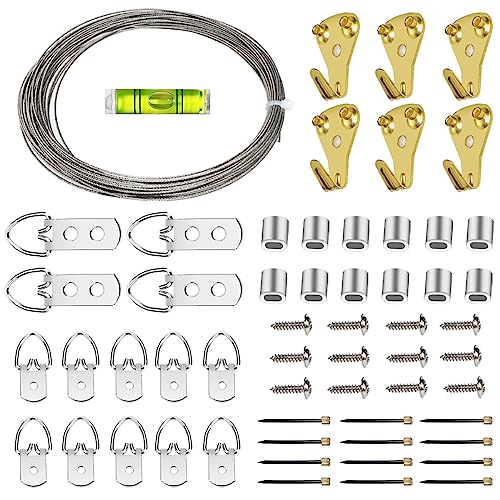 Picture Wire Hanging Kit Supports Up to 40lbs for Painting Frame Mirror