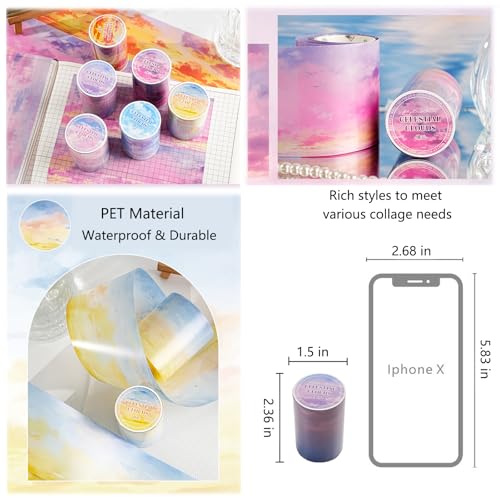 6 Rolls Cloud PET Washi Tape Set for Scrapbook Supplies