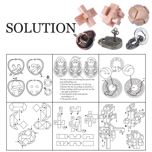 Brain Teaser Puzzle for Adults Puzzles Metal Hole Lock Adult Educational Toy Jigsaw IQ Puzzle（6 Pack） (6 Count)