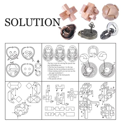 Brain Teaser Puzzle for Adults Puzzles Metal Hole Lock Adult Educational Toy Jigsaw IQ Puzzle（6 Pack） (6 Count)