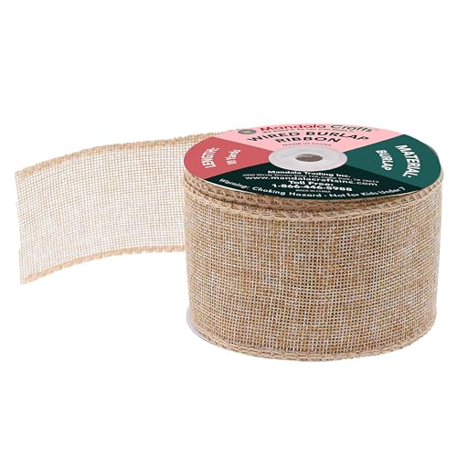 2 1 2 in Wide Natural Wired Burlap Ribbon for Crafts (30 Foot)