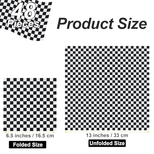 48 Pieces Race Car Paper Napkins Disposable Checkered Flag Napkin Racing Car Party Cocktail Dinner Napkin Set 13" x 13" Unfolded Tableware Napkins for Racing Party Supplies (48 Count)