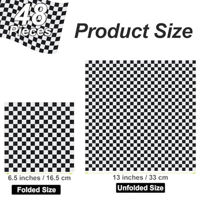48 Pieces Race Car Paper Napkins Disposable Checkered Flag Napkin Racing Car Party Cocktail Dinner Napkin Set 13" x 13" Unfolded Tableware Napkins for Racing Party Supplies (48 Count)