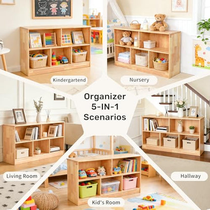 Rubber Wood Montessori Bookshelf (4 Count)