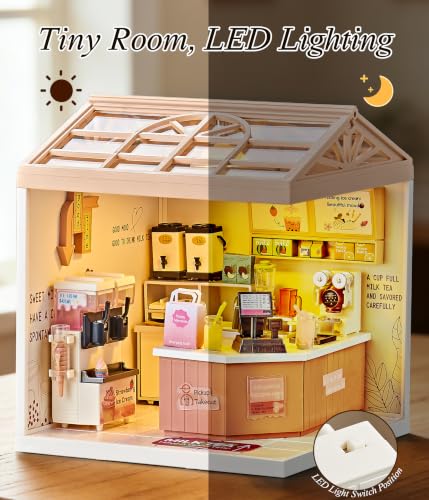 Bubble Tea Shop DIY Miniature House Kit with Light