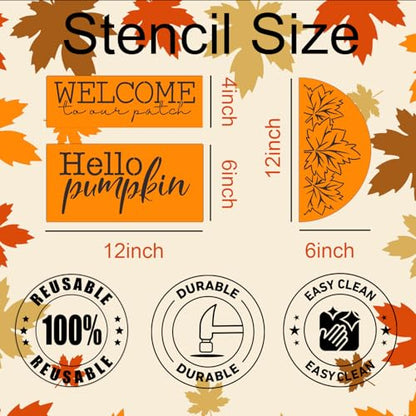 Fall Stencils for Painting on Wood Half Circle Stencils for Crafts Reusable (15 Count)