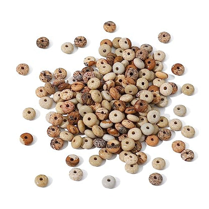 Natural Brown Picture Disk Stone Beads 4x2mm 160pcs Rondelle Loose Semi Gemstone Beads for Jewelry Making Design (160 Count)