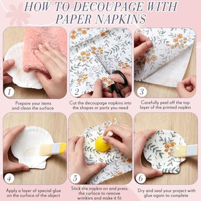 20 Pack Decoupage Napkins Floral Cocktail Decorative Paper Napkins (20 Count)