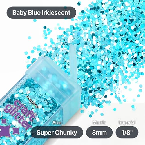 Craft Glitter Shaker Baby Blue Iridescent 110g Super Chunky (3.9 Ounce)