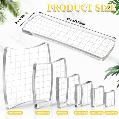 7 Pcs Acrylic Stamp Blocks Set Clear with Grid Lines (7 Count)