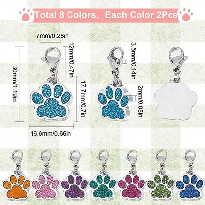 1 Box 16Pcs Knitting Stitch Markers Cute Pet Paw Dog Cat Paws Enamel Charms Lobster Clasp Charms Removable Locking Crochet Pendants for Sewing Weaving DIY Zipper Pull Decoration
