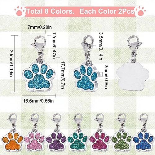 1 Box 16Pcs Knitting Stitch Markers Cute Pet Paw Dog Cat Paws Enamel Charms Lobster Clasp Charms Removable Locking Crochet Pendants for Sewing Weaving DIY Zipper Pull Decoration