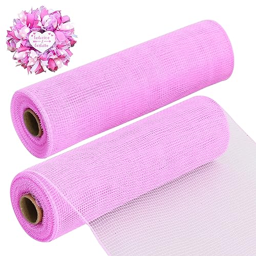2 Rolls 10 Inch Pink Decorative Mesh Ribbbon Rolls (60 Foot)
