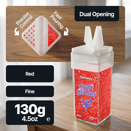 Craft Glitter Shaker Red 130g Fine (3.8 Ounce)
