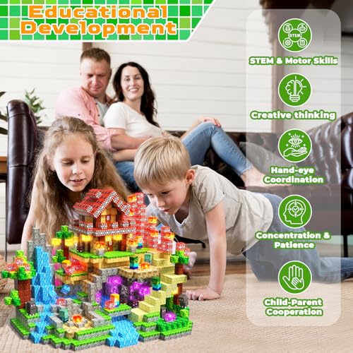 400 PCS Magnetic Blocks with Light Up Blocks (400 Count)