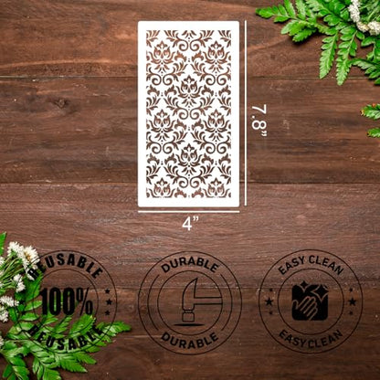 Damask Stencil Stencils for Crafts Reusable 7.8"x4"