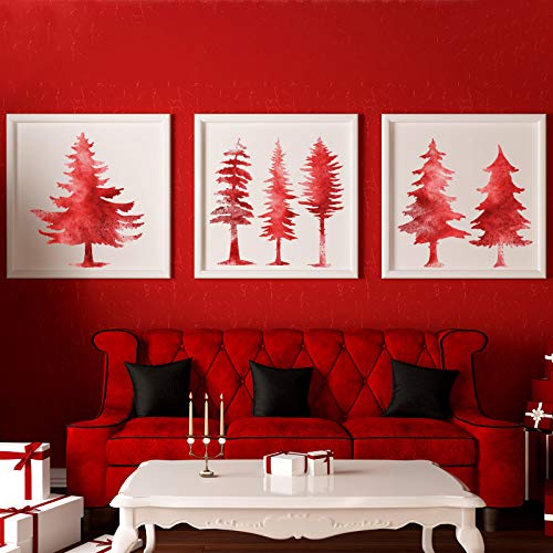 8 Pieces Pine Tree Stencils Art Painting Templates Stencils for Painting on Wood Winter Holiday DIY Wall Floor Decor Supplies (8 Count)