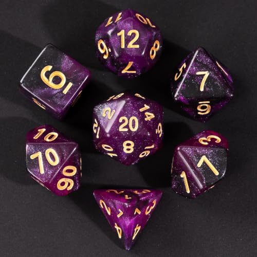 7 Die DND Dice Set Polyhedral Dice Set with a Leather Dice Bag (7 Count)