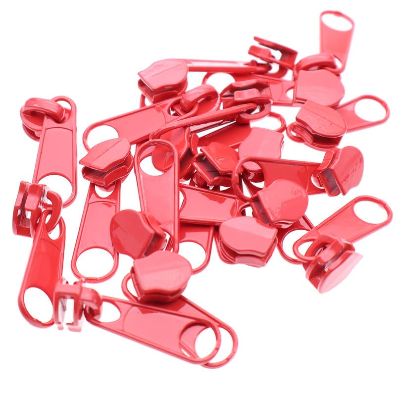 5 Red Nylon Zippers by the Yards Bulk 10 Yards Coil Zipper Tape with 25pcs Zipper Sliders for DIY Tailor Sewing Craft